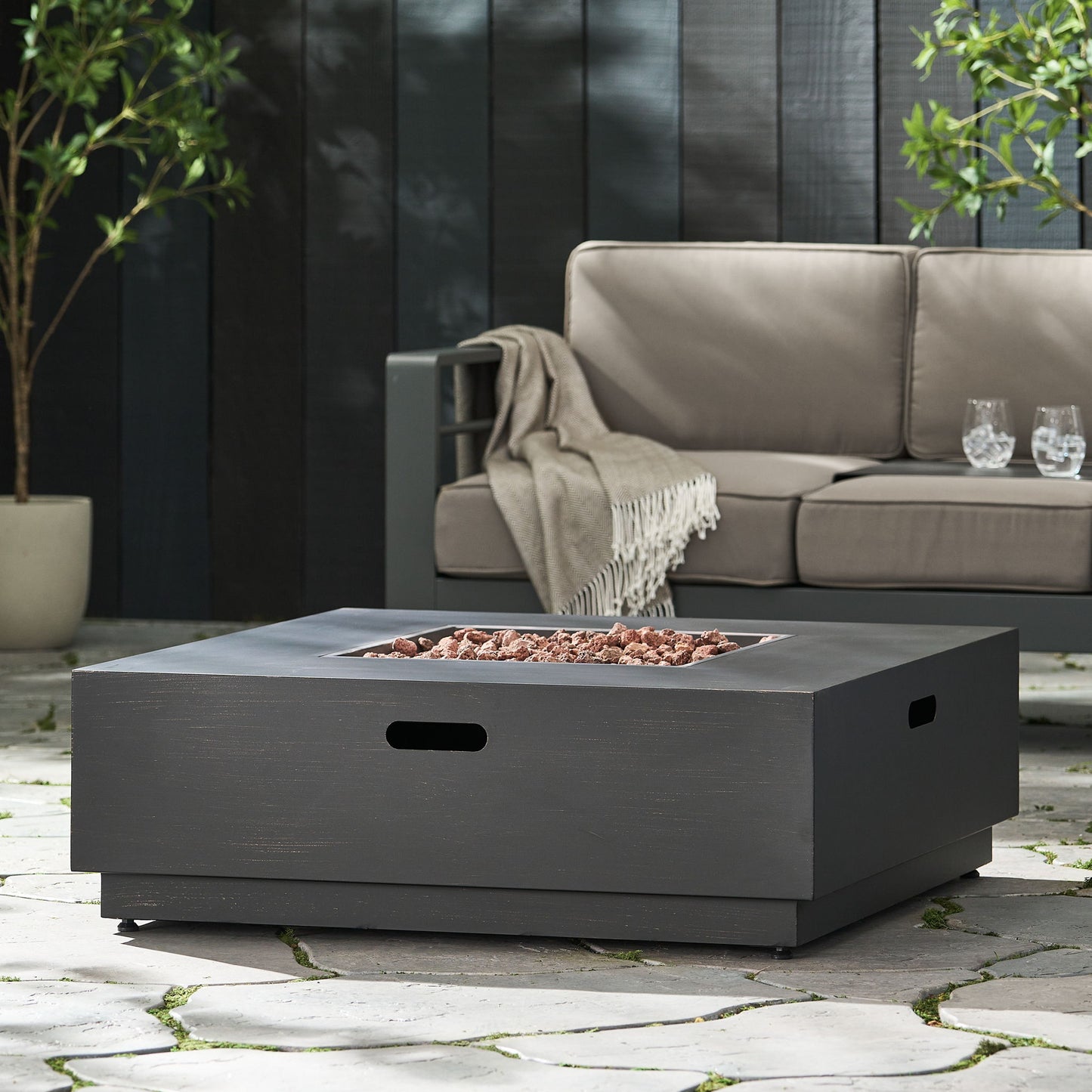 Modern Square Fire Pit With 50, 000 Btu