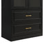 Arched Top Storage Cabinet With Fixed 2 Tier Shelves, 2 Large Drawers
