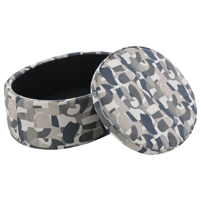 St. Helena - Oval Storage Ottoman With Removable Top - Indigo