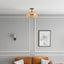 Twinkle - Double Lights Semi Flush With Shade - Black / Rattan