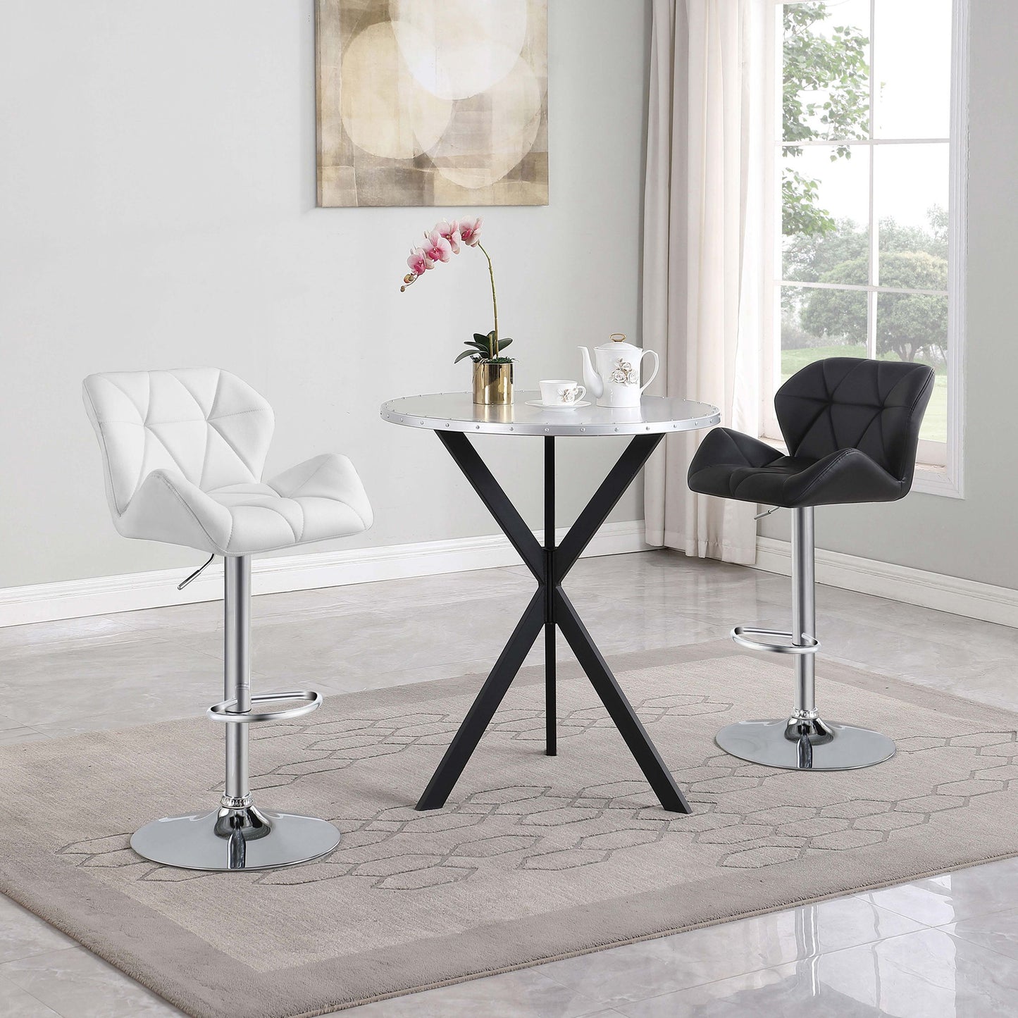 Fitz - Round Bistro Bar Table With X Base - Silver