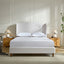 Hannah - Upholstered Wingback Bed Size / Tall Headboard Upholstered King Bed / Premium Textured Look / Minimalist Designs / No Box Spring Needed