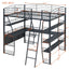 Loft Bed With 4 Layers Of Shelves And L-Shaped Desk, Stylish Metal Frame Bed With A Set Of Sockets, USB Ports And And Wireless Charging