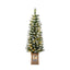 Artificial Christmas 3 Piece Set Wreath And 2 Entrance Trees With LED Lights - White / Green