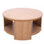 Minimalist Round Coffee Table With Shelf Storage - Natural