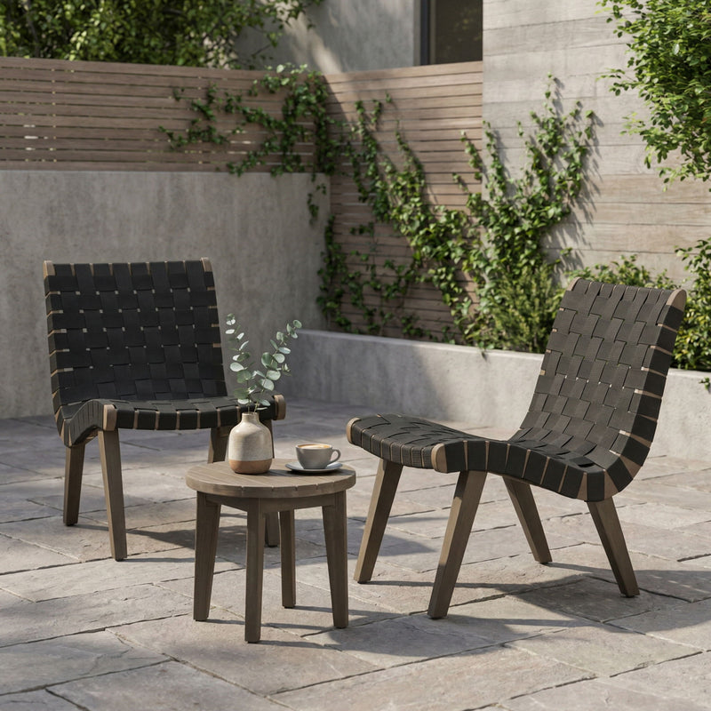 Juego de muebles de jardín de 3 piezas de cuerda trenzada para exterior