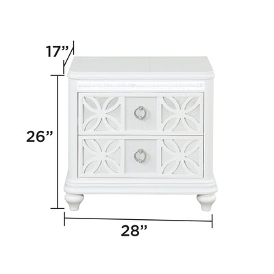 Abigale - 2 Drawer Nightstand With LED - White