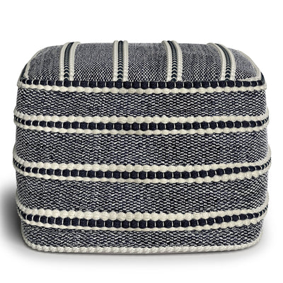 Corrie - Square Outdoor / Indoor Pouf - Navy / White
