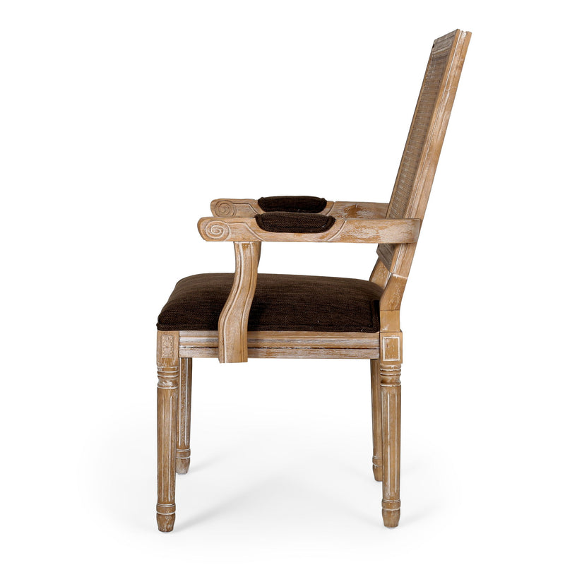 Elegant French Country Style Dining Chair With Cane Backrest