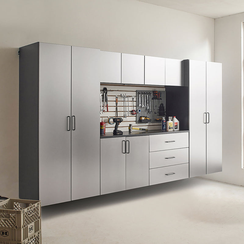 Astro Series - Wall Mounted Storage Cabinet With Soft Closing Drawers - Metallic Gray