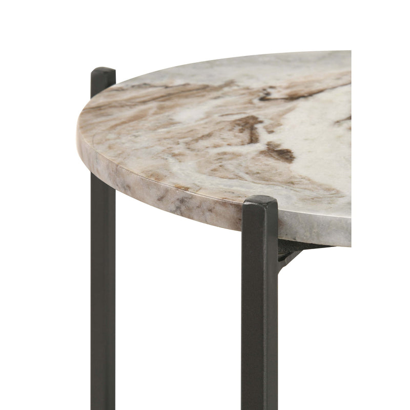 Bleskin - Round Accent Side Table With Shelf - White
