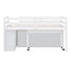 Loft Bed With Retractable Writing Desk And 4 Drawers, With Lateral Portable Desk And Shelves