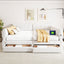 Queen Upholstered Platform Bed With USB Charging And 2 Storage Drawers - White