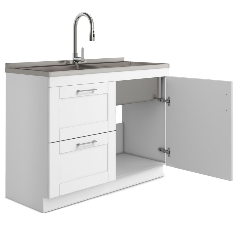 Shaker - Modern Wide Laundry Cabinet With Faucet And Sink - White