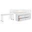 Loft Bed With Retractable Writing Desk And 4 Drawers, With Lateral Portable Desk And Shelves