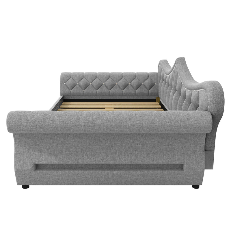 Upholstered Daybed With LED Lighting And Nailhead Trim