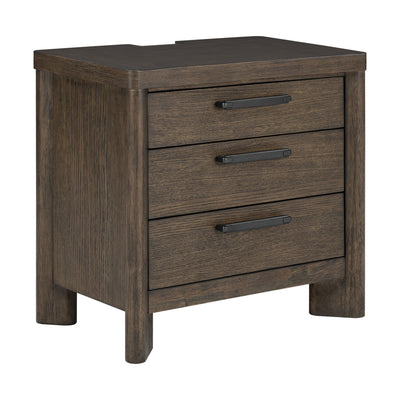 3 Drawer Nightstand With USB - Dark Oak