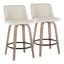 Toriano - Contemporary Fixed Height Counter Stool Swivel & Round Footrest (Set of 2)