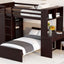 Loft Bed With A Stand Alone Bed, Shelves, Desk, And Wardrobe
