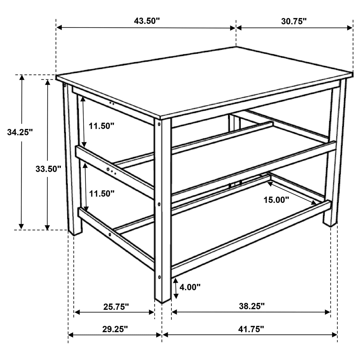 Cowichan - Kitchen Island Counter Table With Pot Rack - White