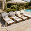 Chaise Lounge With Multi Fold Cushion, 3 Position Adjustable Backrest For Patio - Beige / Teak