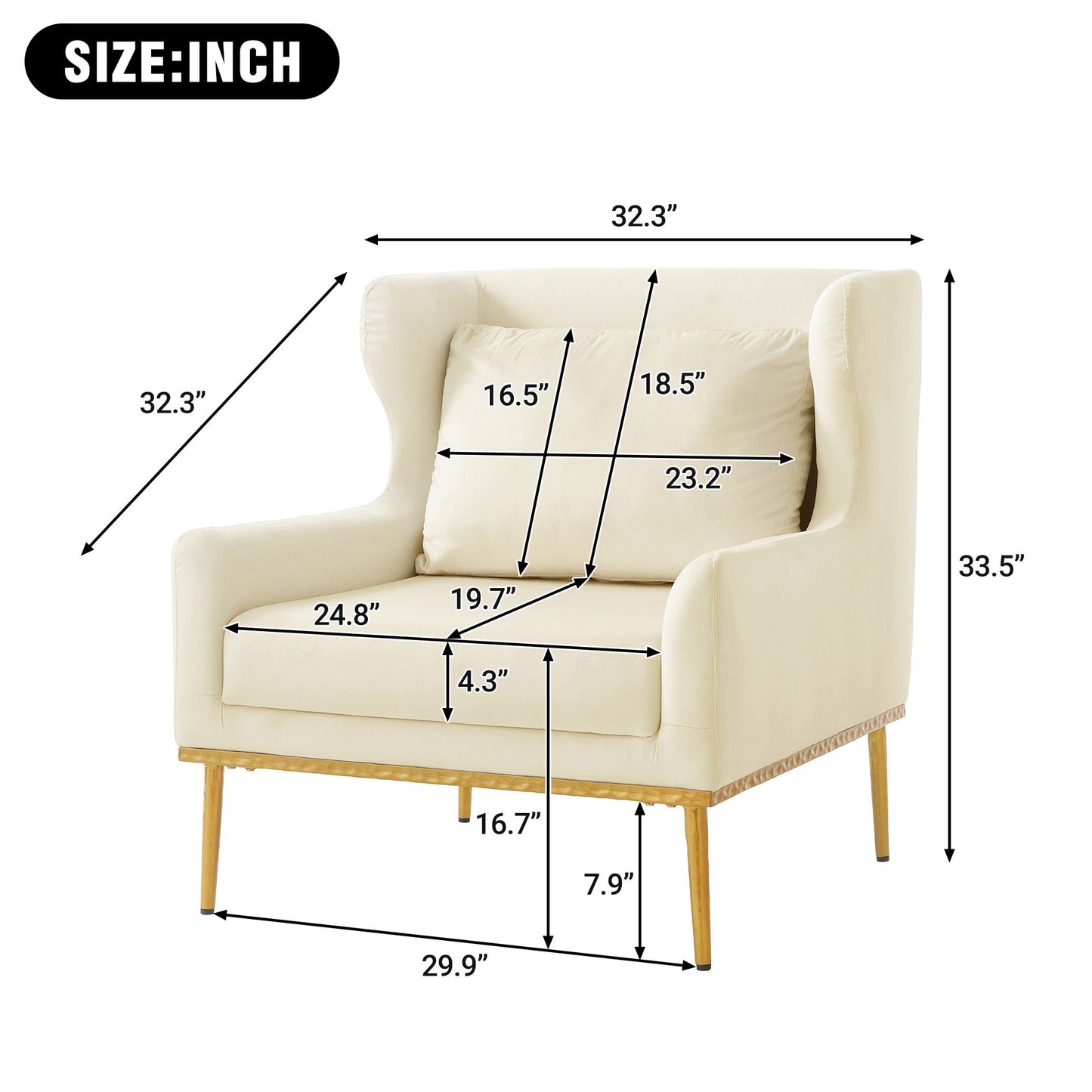 Elegant Curved Armrest Accent Armchair