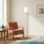 Stellar - Linen Shade Floor Lamp - Gold / Natural Wood / Rattan / White