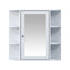 Bathroom Wall Storage Cabinet With Mirror And Adjustable Shelf, 6 Open Shelves