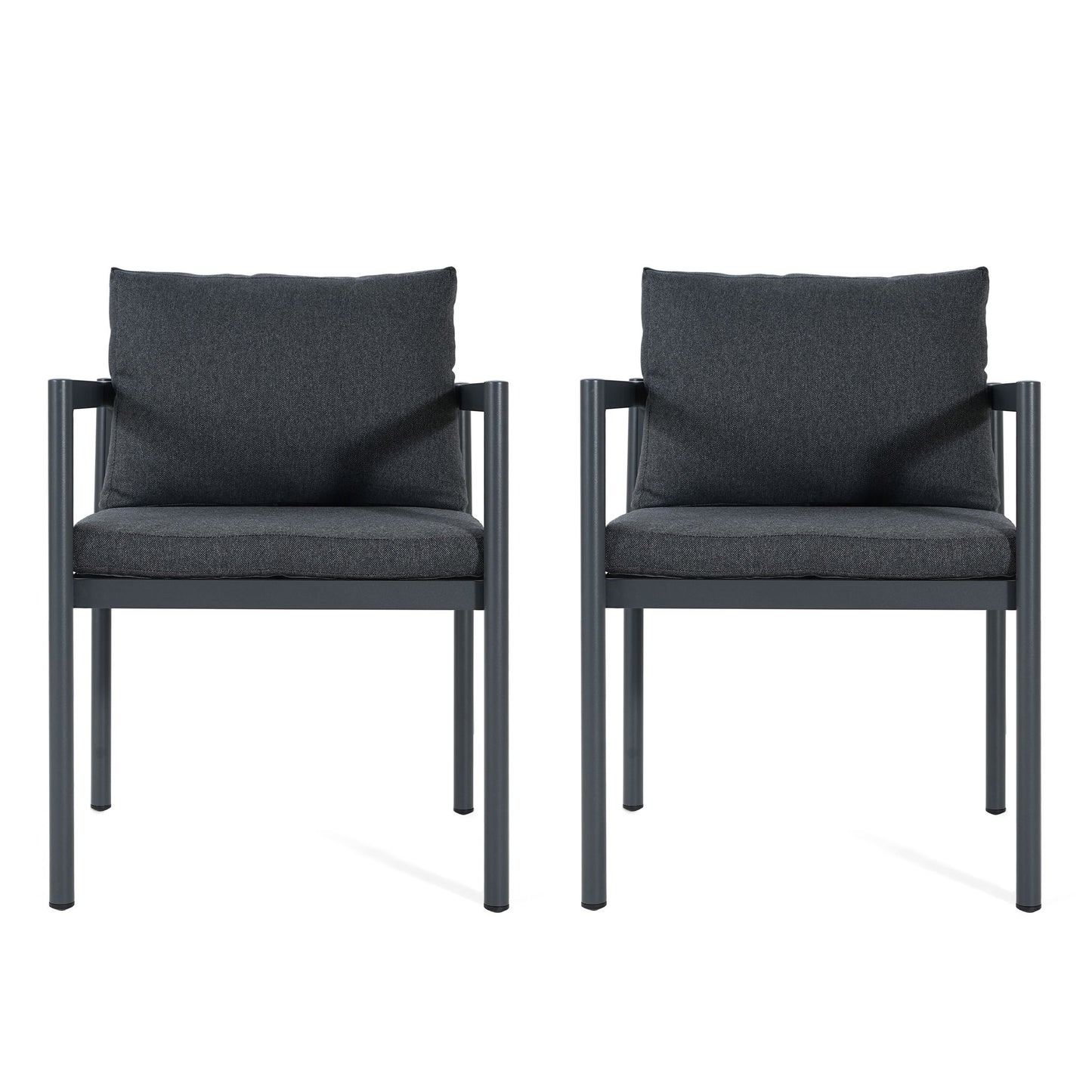 7 Piece Outdoor Dining Set With Table And 6 Chairs - Black / Gray / Teak