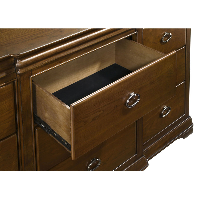 Leonide - 9 Drawer Dresser With Mirror - Cherry
