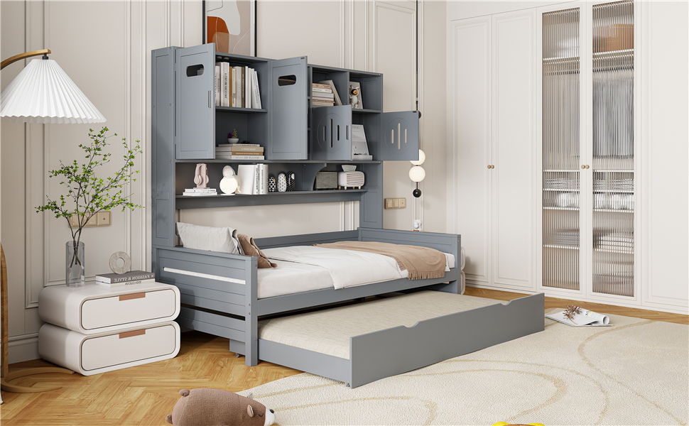 Daybed & All-In-One Cabinet And Shelf