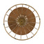 Hollow - Edge Retro Art Pine Side Table With Antique And Natural Color, Iron And Pine Construction - Antique Gold / Natural