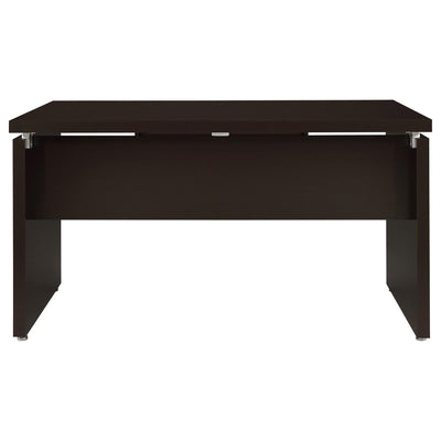 Floating - Top Computer Desk With Pullout Keyboard Shelf - Brown