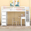 Loft Bed With Storage Drawers, Desk And Stairs With Shelves