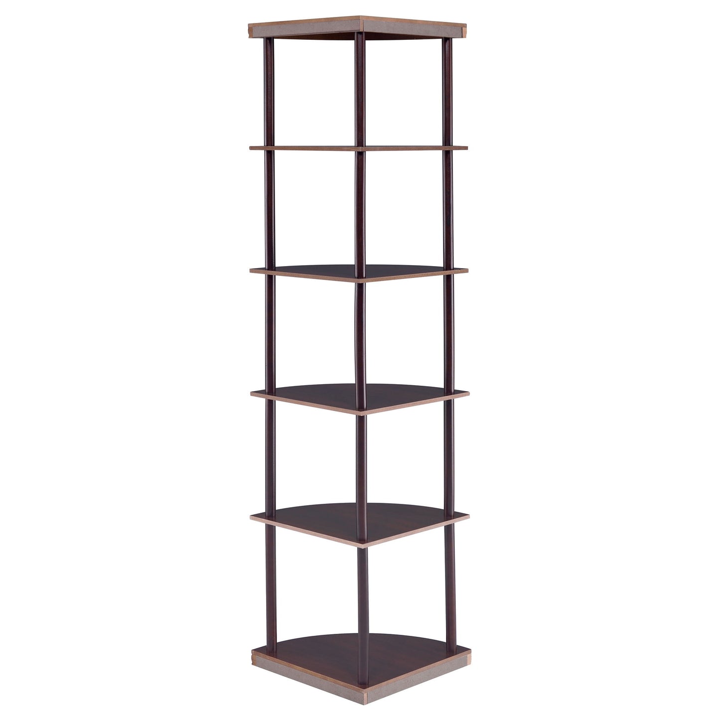 Corner Bookcase With 5 Shelves, Compact Design For Living Room - Cappuccino