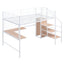Loft Bed With Desk And Grid, Stylish Frame With Lateral Storage Ladder And Wardrobe