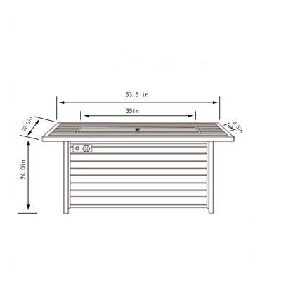 Propane Gas Fire Pit Table, 50000 Btu, Rectangular For Outside - Light Beige