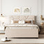 Upholstered Platform Bed With Brick Pattern Headboard And Twin Long Size Trundle