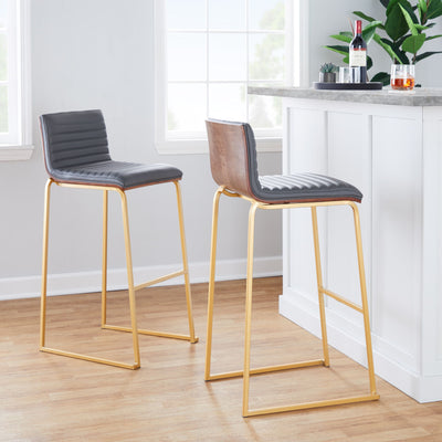 Mason Mara - Contemporary Versatile Desig Fixed Height Barstool (Set of 2)