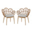 Kirk - Outdoor Wicker Peacock Shape Papasan Style Chair, Teak Finished Leg (Set of 2) - Beige / Light Brown / Light Teak