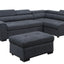 Haris - Sleeper Sofa Sectional With Adjustable Headrest And Storage Ottoman - Dark Gray