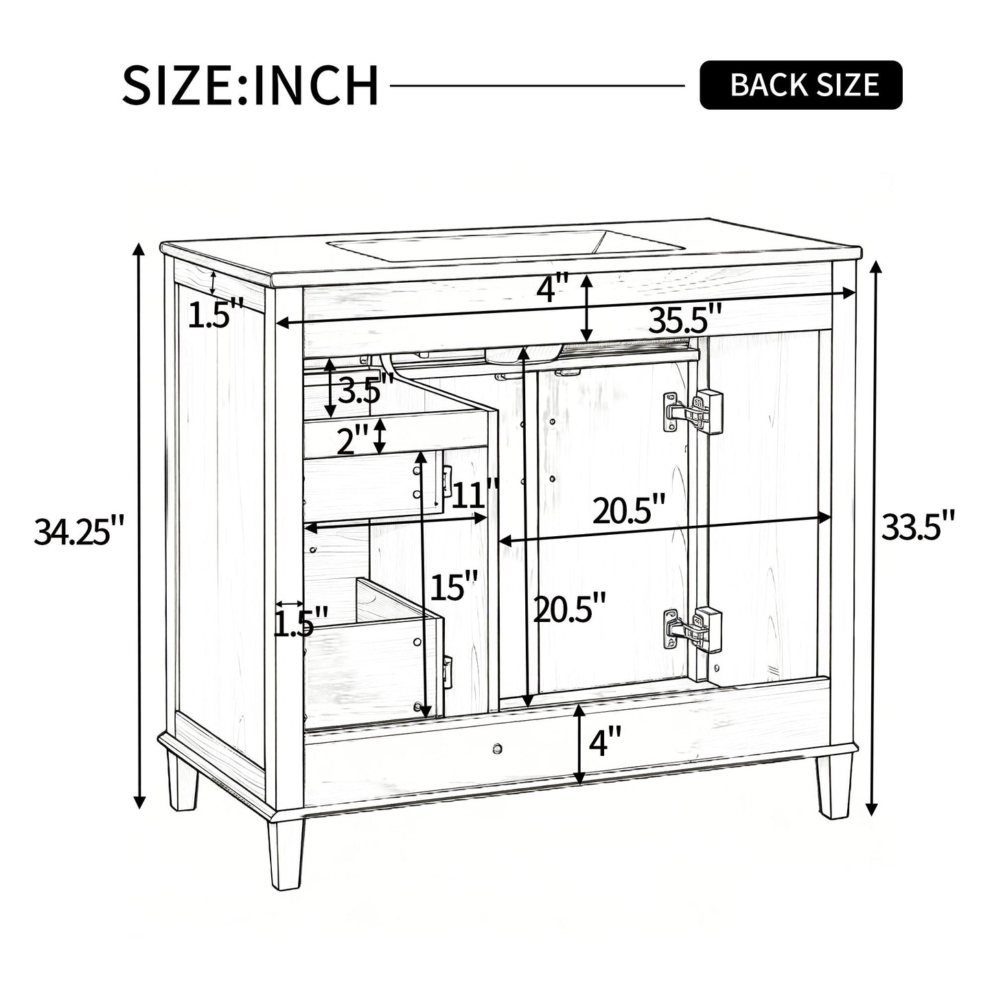 Bathroom Vanity With Sink, Soft Close Doors & Drawers - Wood