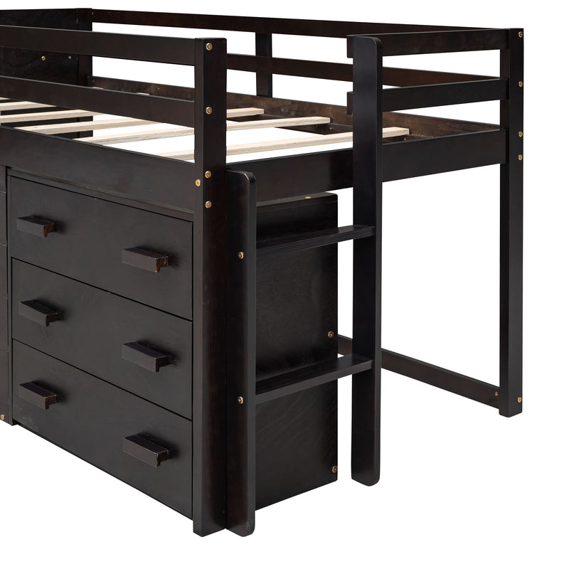 Loft Bed With Cabinet And Shelf