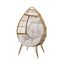 Basket Chair With Teardrop Shape And Water Resistant Cushion - Natural