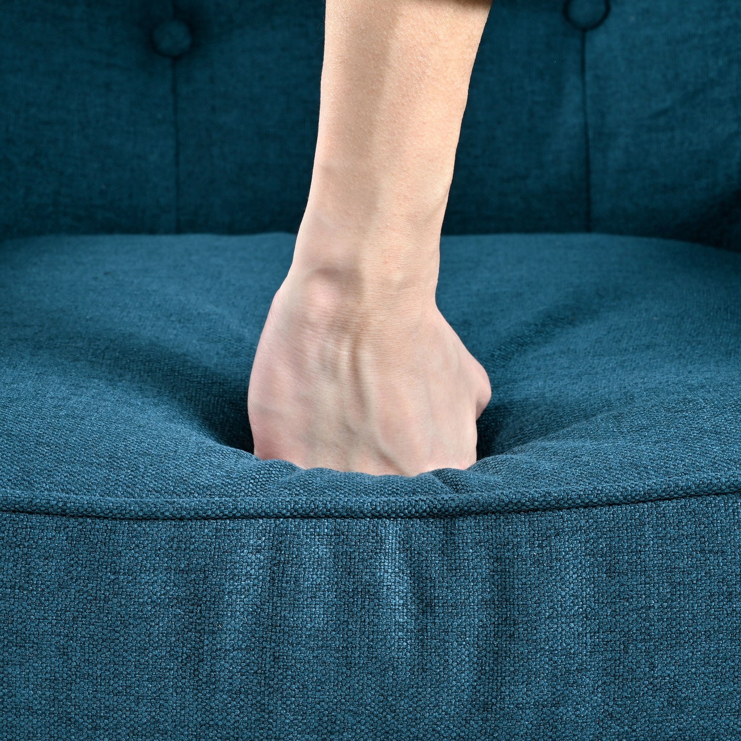 Modern Arm Chair With Tufted Back And Wooden Legs