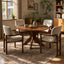 5 Piece Indoor Dining Set, Round Table & 4 Brown Arm Chairs - Beige / Brown / Cherry