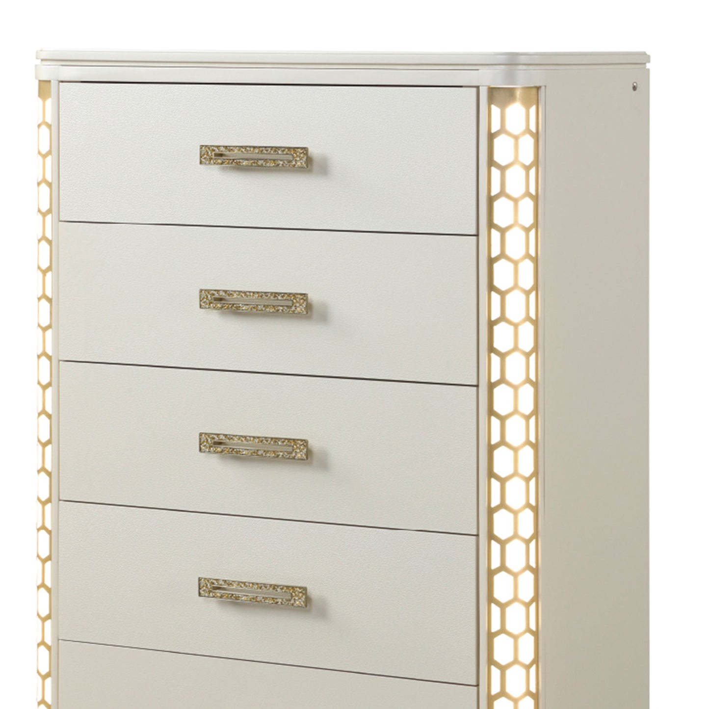 Jasmine - 5 Drawer Chest With Side LED Lightning - Beige