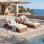 Chaise Lounge Set With 4 Fold Cushion And Built In Headrest, 3 Position Adjustable Backrest, For Patio - Beige / Teak