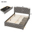 Upholstered Platform Bed With 2 Drawers And 2 Sets Of USB Ports On Each Side, Fabric