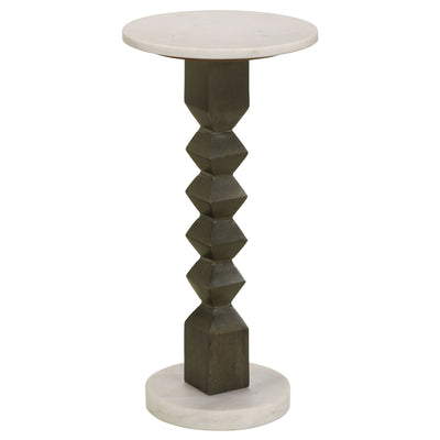 Selena - Round Side Table - White / Gray